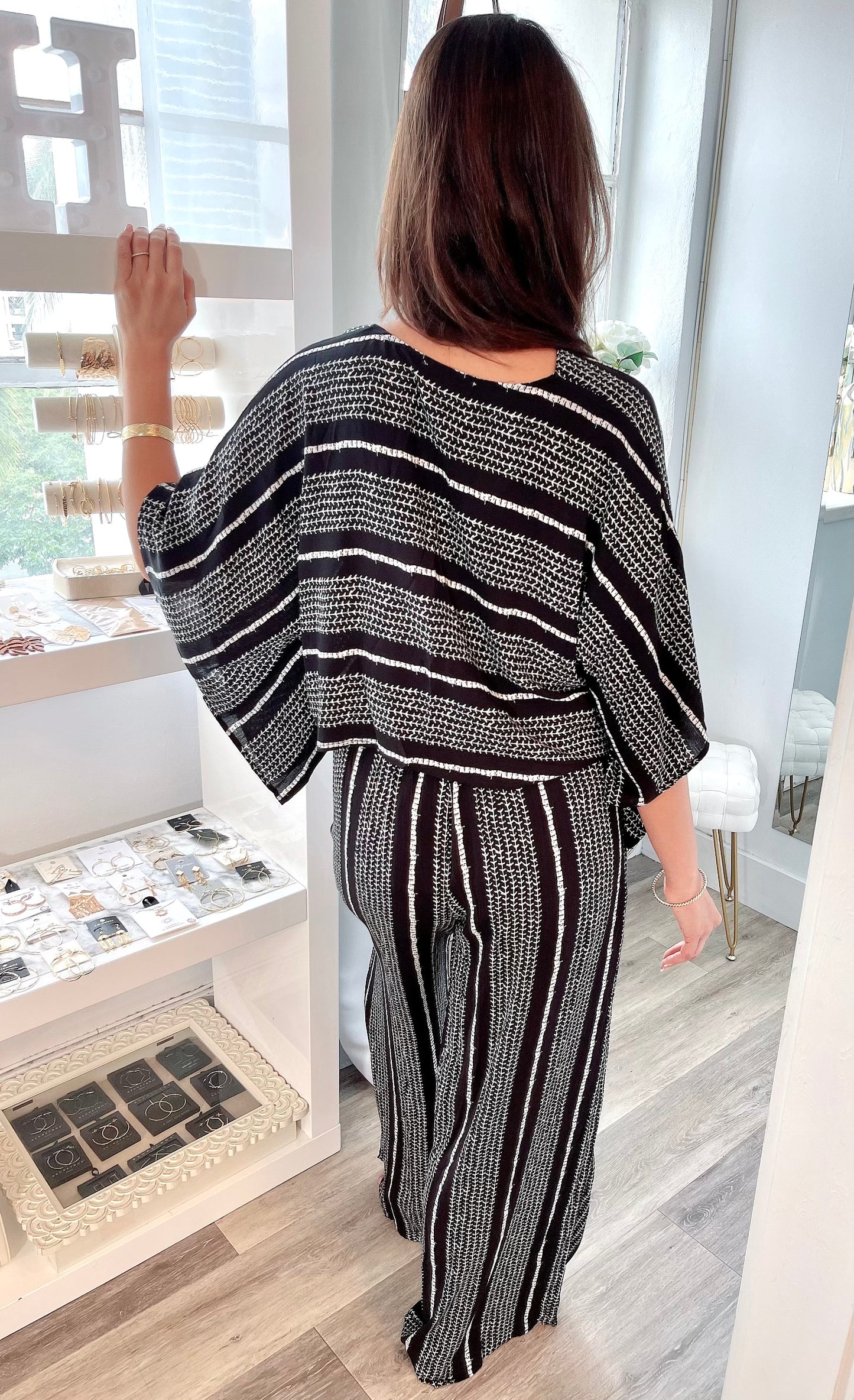 
                  
                    Printed Woven Kimono Sleeve Top
                  
                