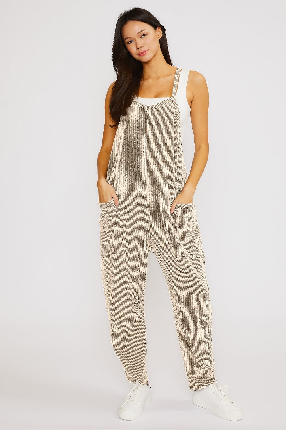 Wave Ribbed Tank Jumpsuit with Pockets- SHIPS 5/22