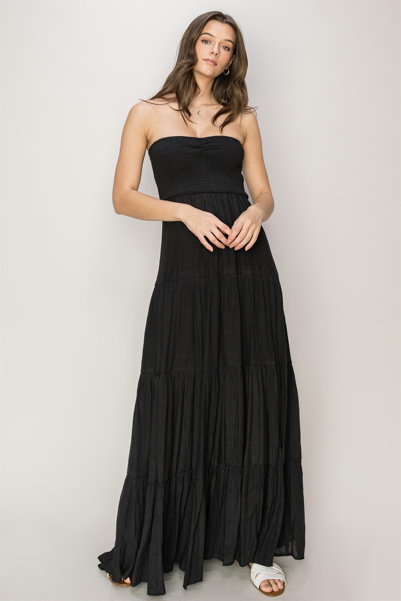 
                  
                    Strapless Smocked Tiered Maxi Dress
                  
                