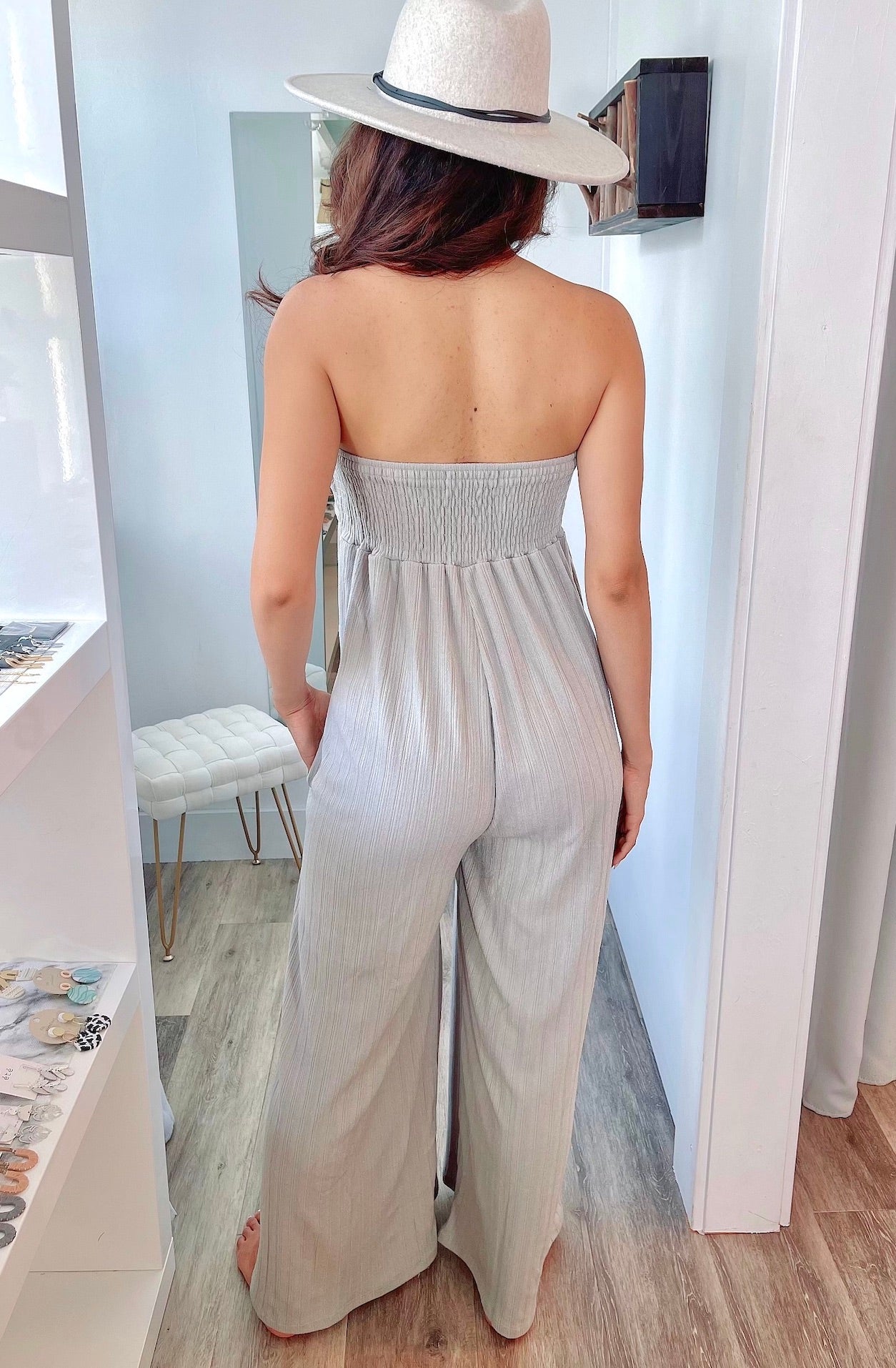 
                  
                    Strapless Knit Jumpsuit with Pockets
                  
                