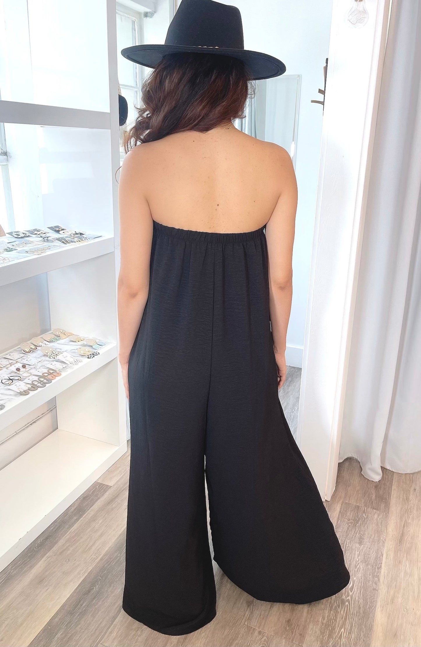 
                  
                    FINAL SALE- Strapless Wide Leg Jumpsuit with Pockets
                  
                