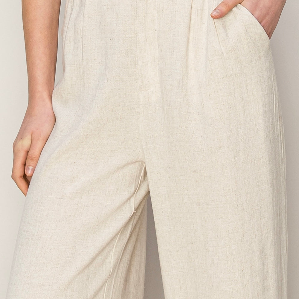 
                      
                        Woven  Linen Trouser Pants with Pockets
                      
                    