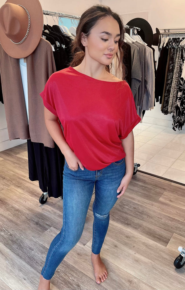 
                  
                    Wide Neck Cuffed Sleeve Top
                  
                