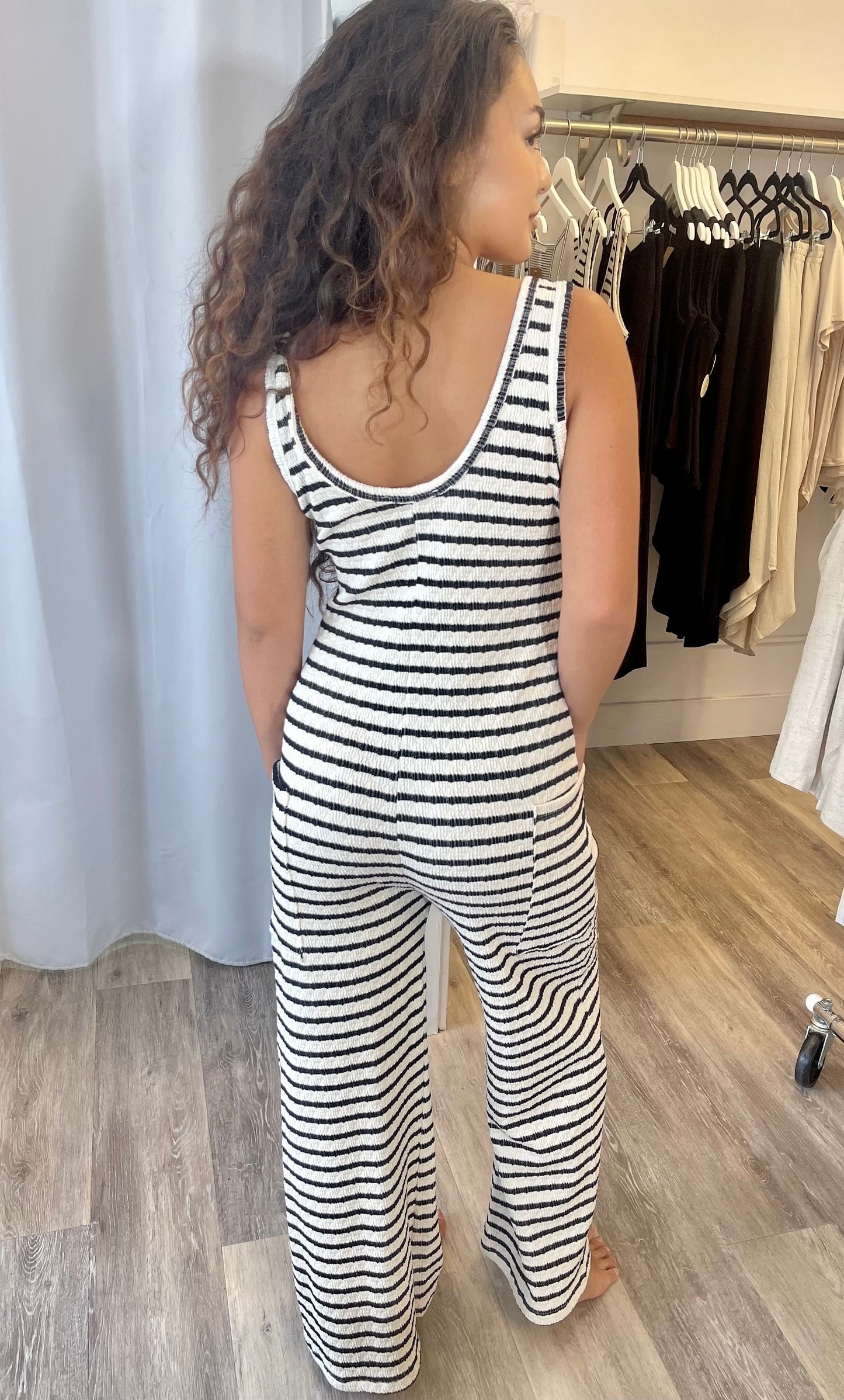 Knit Scoop Neck Tank Jumpsuit with Pockets