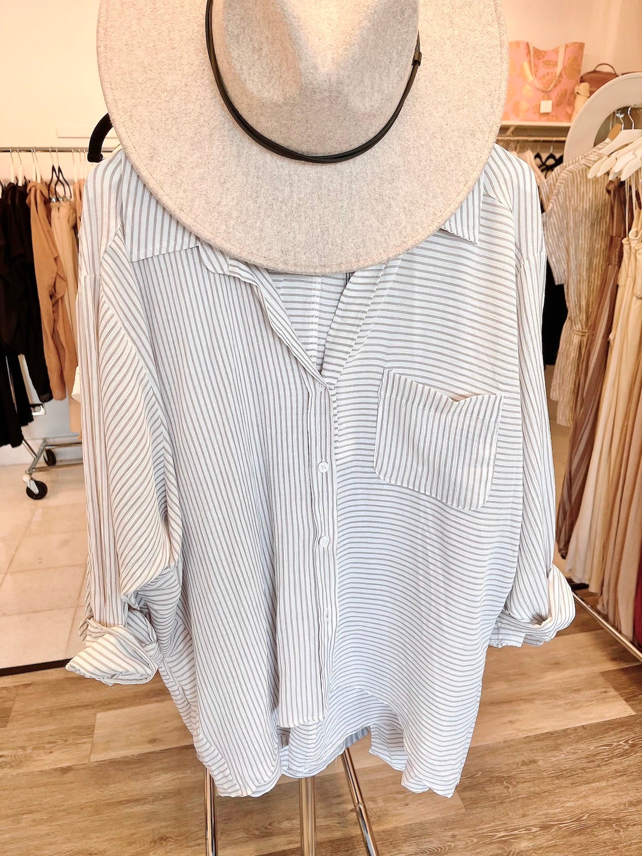 
                  
                    Striped Relaxed Fit Button Down Shirt
                  
                