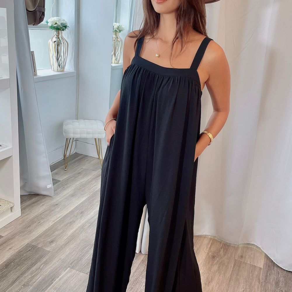 
                  
                    FINAL SALE- Square Neck Woven Jumpsuit with Pockets
                  
                