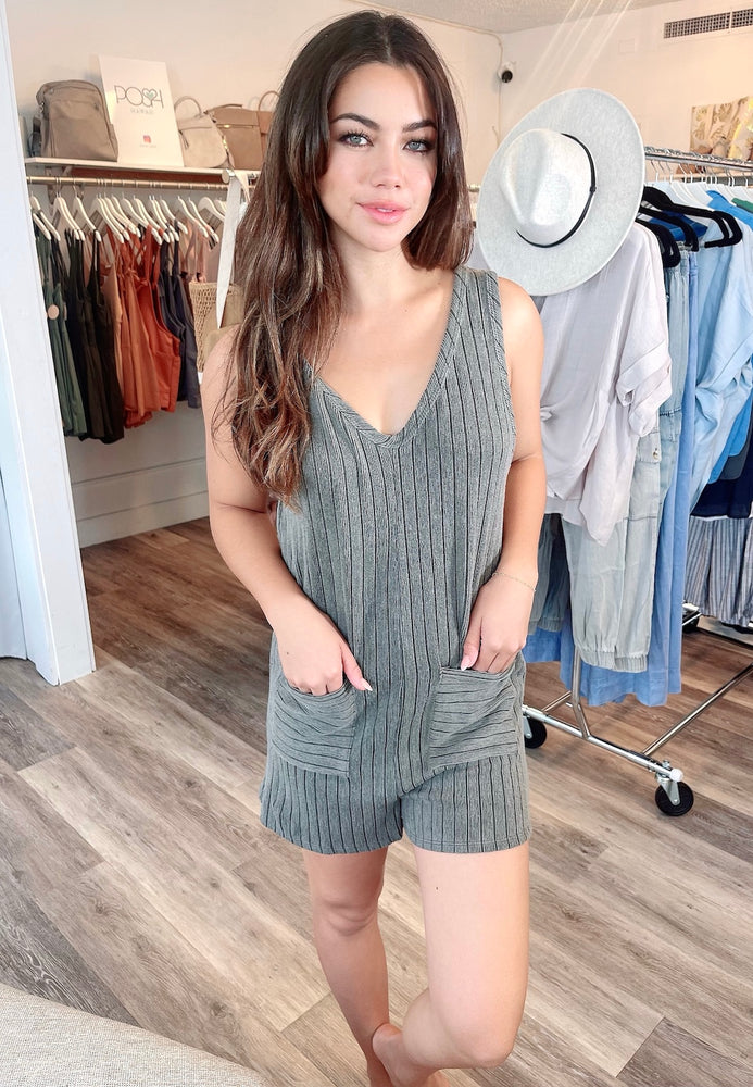 
                  
                    Ribbed Pocket Detail Knit Romper with Pockets
                  
                