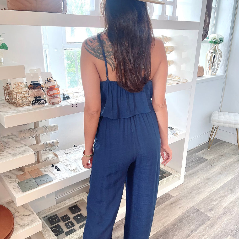 
                  
                    Textured Tank Jumpsuit with Pockets & Adjustable Straps
                  
                