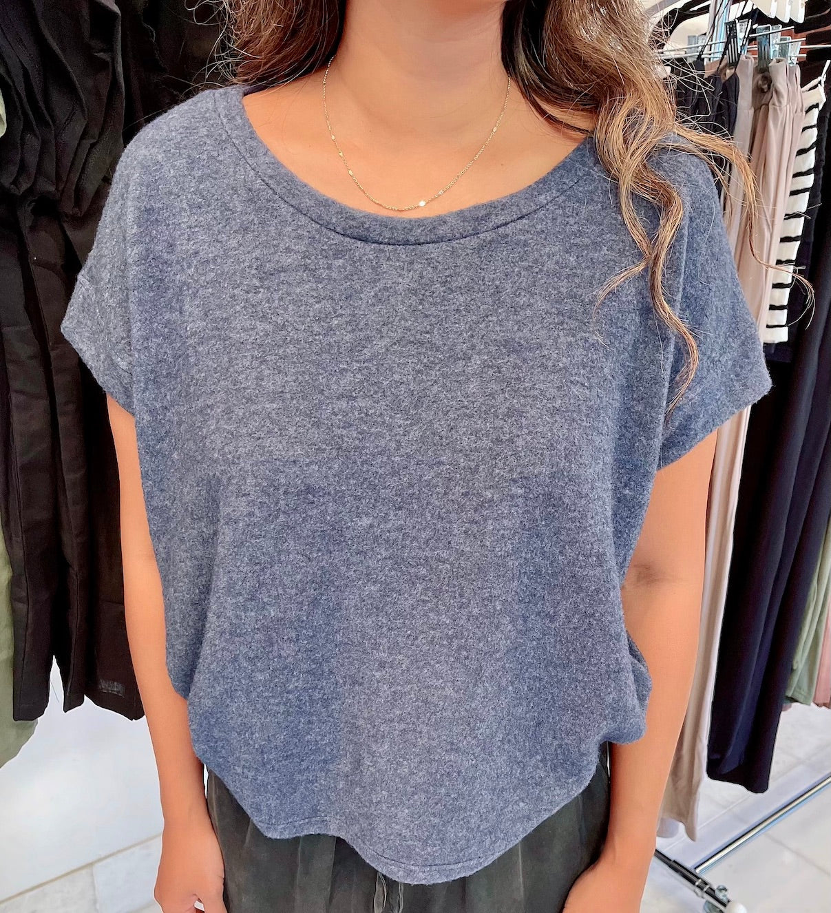 
                  
                    Brushed Slouchy Knit Top
                  
                