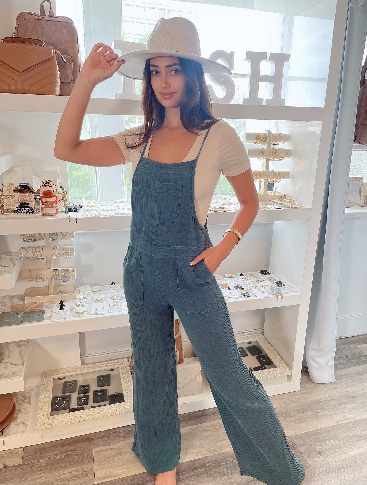 
                  
                    Washed Relaxed Fit Overall Jumpsuit with Pockets
                  
                