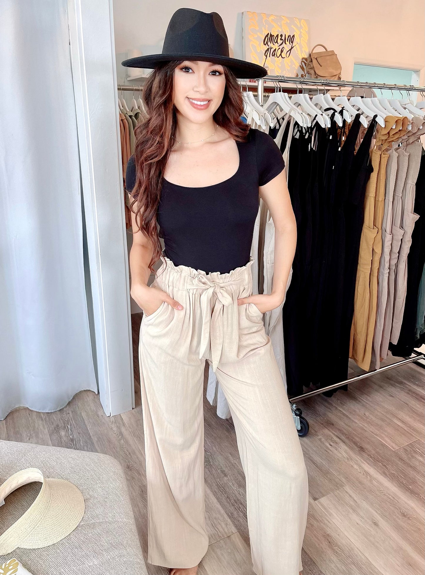 
                  
                    High Waist Tie Front Woven Pants with Pockets
                  
                