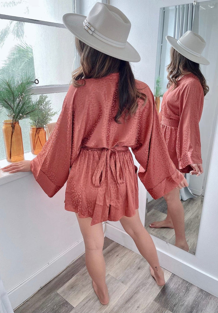 
                  
                    FINAL SALE- Textured Kimono Sleeve Romper with Button Detail & Pockets - Posh Hawaii™
                  
                